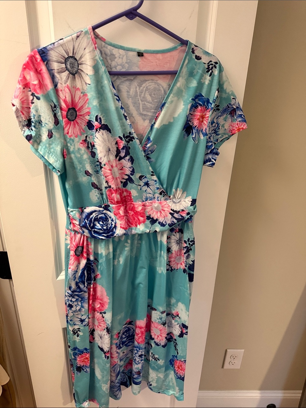 Floral Wrap-Style Aqua Women's Dress